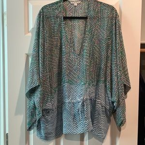 Cabi Blue & White Poncho Tunic SZ L